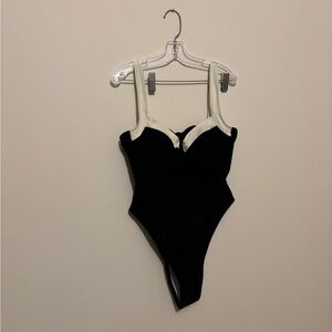 SHEIN Black and White Women's One Piece Swimsuit